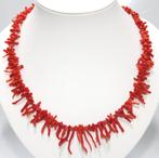 Schitterende Antiek 50 Cm Zilver Vermeil Bloedkoraal Ketting, Sieraden, Tassen en Uiterlijk, Antieke sieraden, Verzenden, Zilver