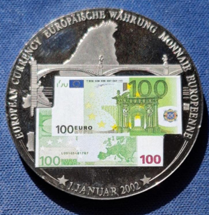 Penning Duitsland 100 euro 2002 "European Currencies", Postzegels en Munten, Penningen en Medailles, Overige materialen, Buitenland