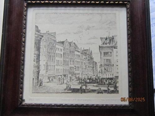 JOS JANSEN, 1933, Mooi oud Lijstje, Ets Hoogstraat /Antwerpe, Antiek en Kunst, Kunst | Etsen en Gravures, Ophalen of Verzenden