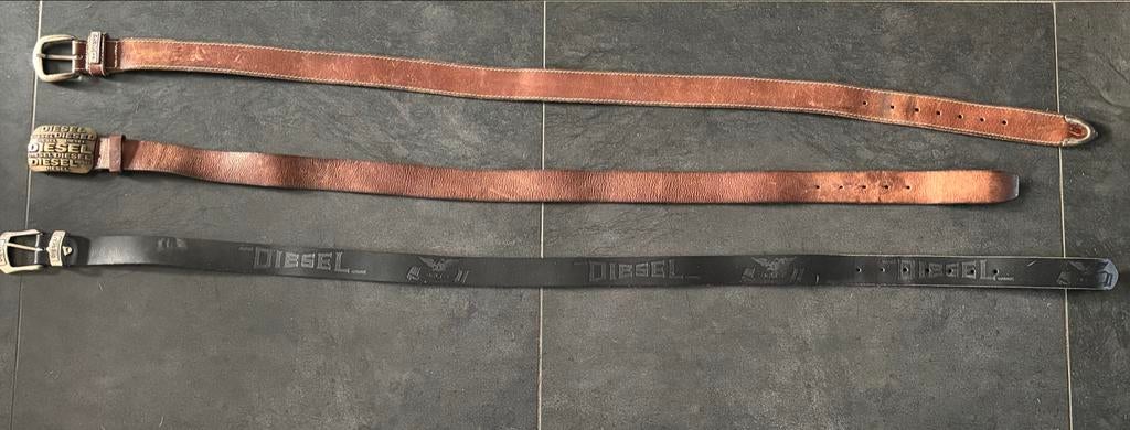 Diesel Riemen - Gedragen, Echt Leder, 3 stuks € 18,00, SetD, Kleding | Heren, Riemen en Ceinturen, 95 tot 105 cm, Bruin, Echt leder