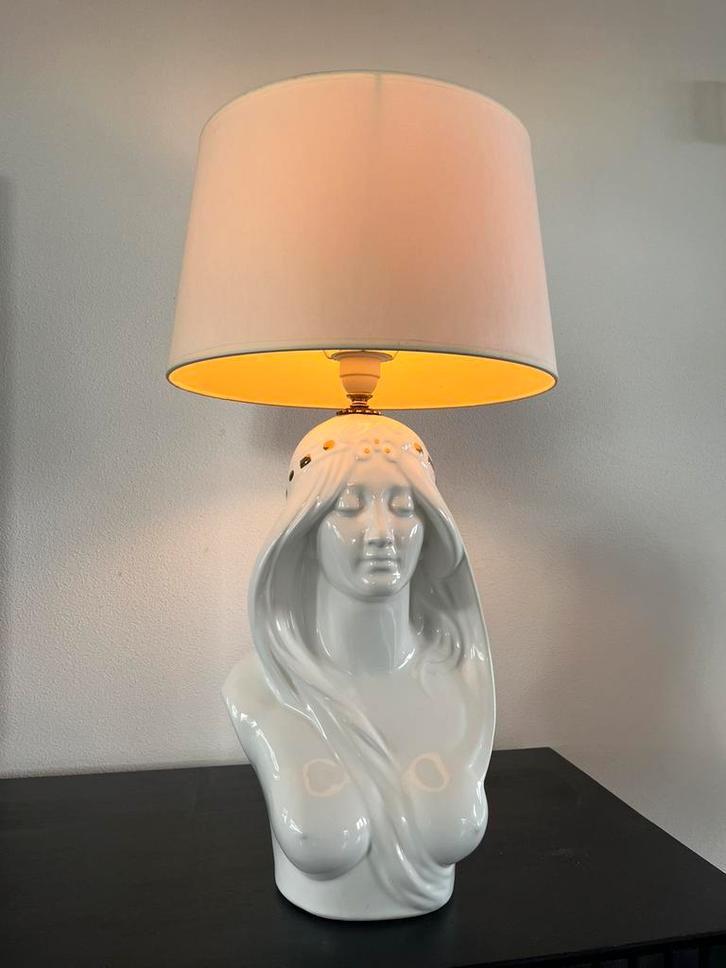 Vintage Hollywood regency vrouwen buste tafellamp, Huis en Inrichting, Lampen | Tafellampen, Gebruikt, 50 tot 75 cm, Overige materialen