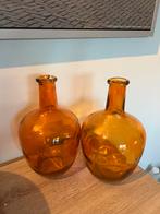 2 oranje glazen vazen 30 cm, eentje met kleine beschadiging, Ophalen, Gebruikt, Oranje, Glas