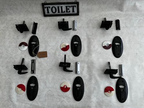 Bakelieten vrij en bezet, wc slot, badkamer, toilet, slot, Antiek en Kunst, Curiosa en Brocante, Ophalen of Verzenden