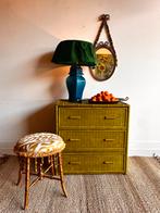 Faux Bamboo mosgroen ladekast commode vintage, Ophalen, Vintage, 50 tot 100 cm, Zo goed als nieuw