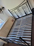 Noresund Ikea 2 pers bed + lattenbodem + nachtkastjes, Gebruikt, Zwart, Tweepersoons, Ophalen of Verzenden