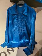Blauwe Glanzende Blouse - Foute Party!, Ophalen of Verzenden, Zo goed als nieuw, Maat 48/50 (M)