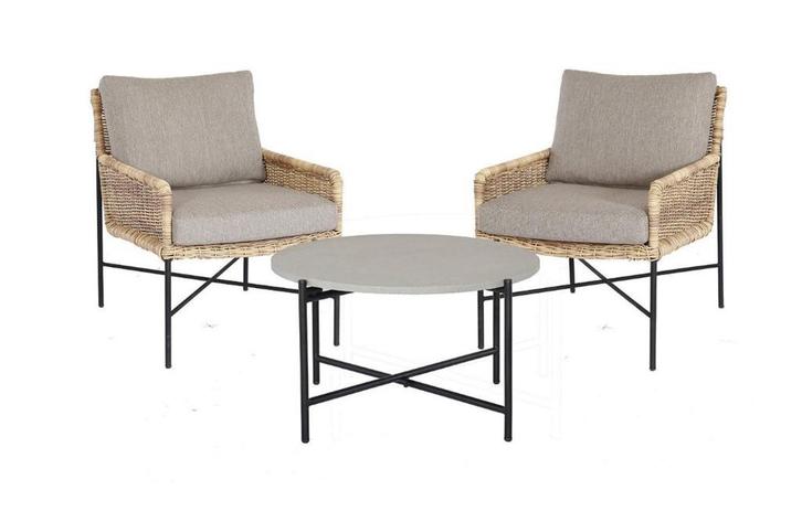 Estoril loungeset | 3-delig | Wicker en Aluminium | Naturel, Tuin en Terras, Tuinsets en Loungesets, Nieuw, Loungeset, Aluminium