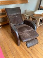 Relaxfauteuil suede bruin geschuurd leer, Huis en Inrichting, Fauteuils, Nieuw, Ophalen of Verzenden, 50 tot 75 cm, Leer