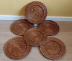 6 x Vintage birma rieten rotan onderborden borden, Ophalen of Verzenden, Zo goed als nieuw, Bord