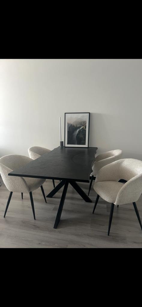 Eettafel langwerpig visgraat 180cm Otis zwart langwerpige ta, Huis en Inrichting, Tafels | Eettafels, Zo goed als nieuw, 50 tot 100 cm
