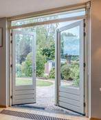Openslaande deuren met bovenraan dubbel glas, Doe-het-zelf en Verbouw, Deuren en Horren, Glas, Gebruikt, 120 cm of meer, Buitendeur