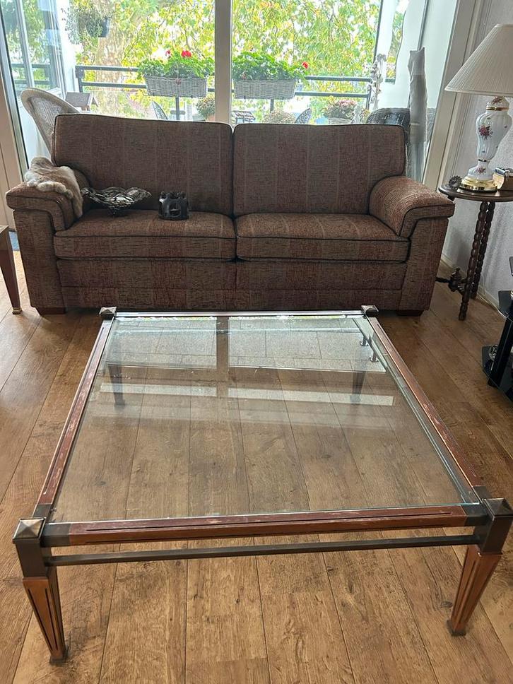 Glazen Salontafel, Huis en Inrichting, Tafels | Salontafels, Gebruikt, Minder dan 50 cm, 50 tot 100 cm, 100 tot 150 cm, Vierkant