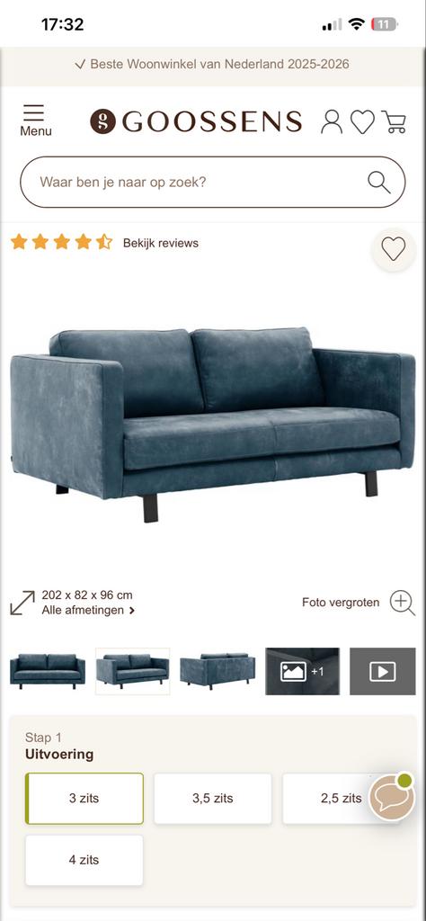 3-zits bank van echt leer - Zo goed als nieuw, Huis en Inrichting, Ophalen, Driepersoons, Leer, Zo goed als nieuw