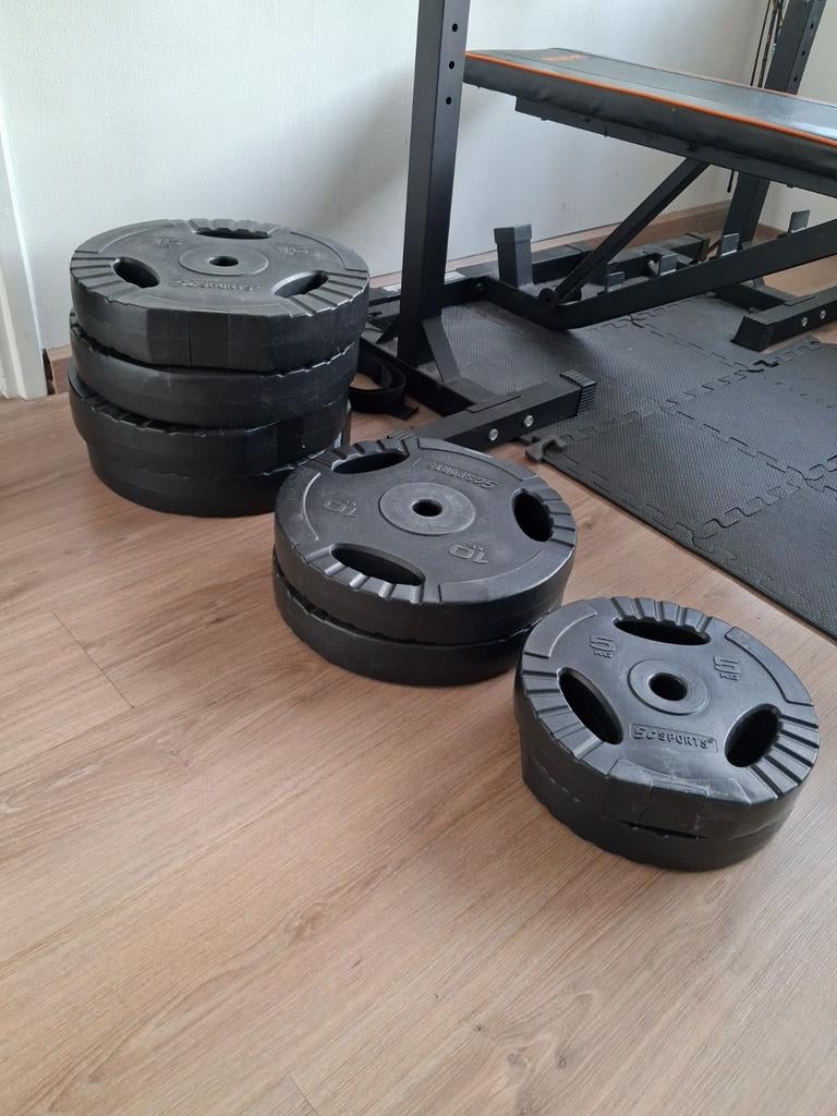 Halterschijven set: 4x15kg, 2x10kg, 2x5kg, Sport en Fitness, Ophalen of Verzenden