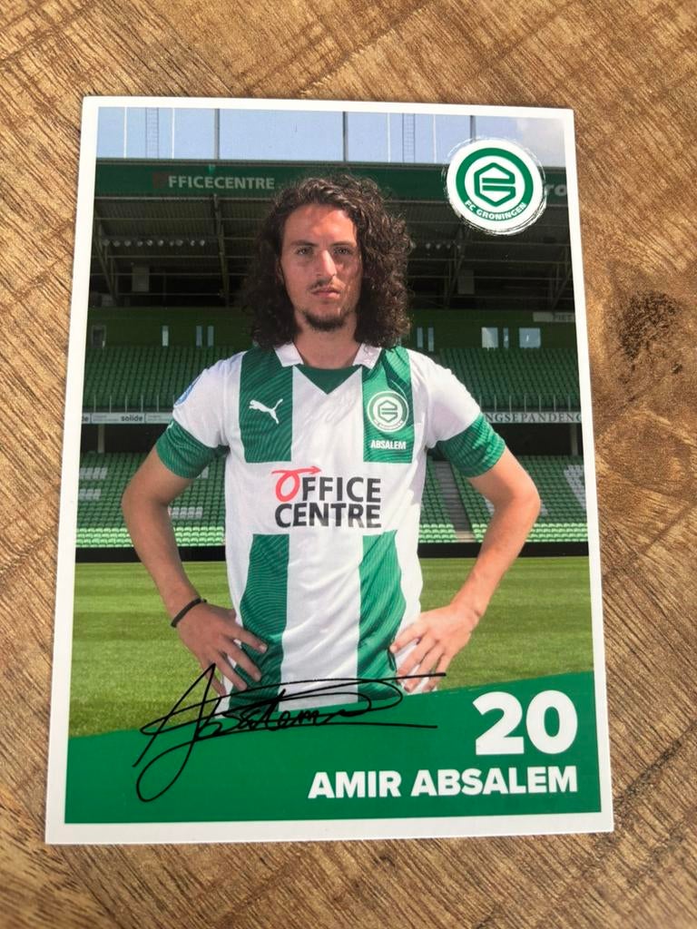 Amir Absalem - FC Groningen Spelerskaart, Ophalen of Verzenden, Zo goed als nieuw, Overige binnenlandse clubs, Spelerskaart