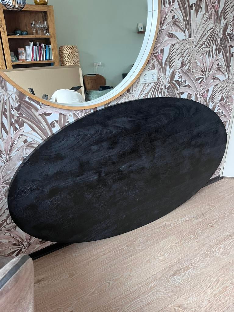 Zwart ovaal tafelblaf, Ophalen, 50 tot 100 cm, Zo goed als nieuw, Vijf personen of meer