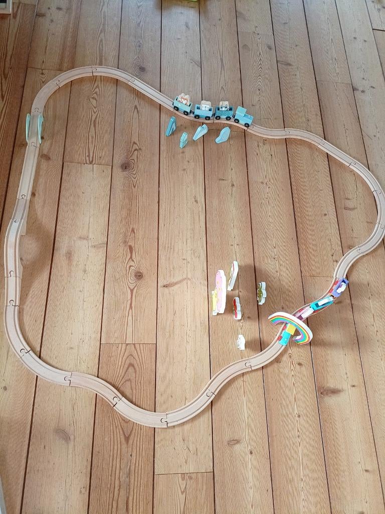 Houten treinbaan met accessoires, Ophalen, Jongen of Meisje