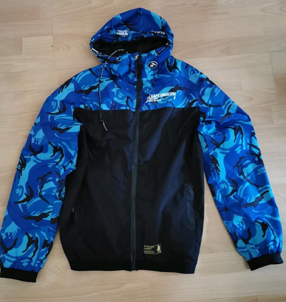 AAPE BAPE Ape Zomer Windjas  Zwart Blauw Camouflage camo (L), Maat 52/54 (L), Blauw, Gedragen, Bape ape AAPE