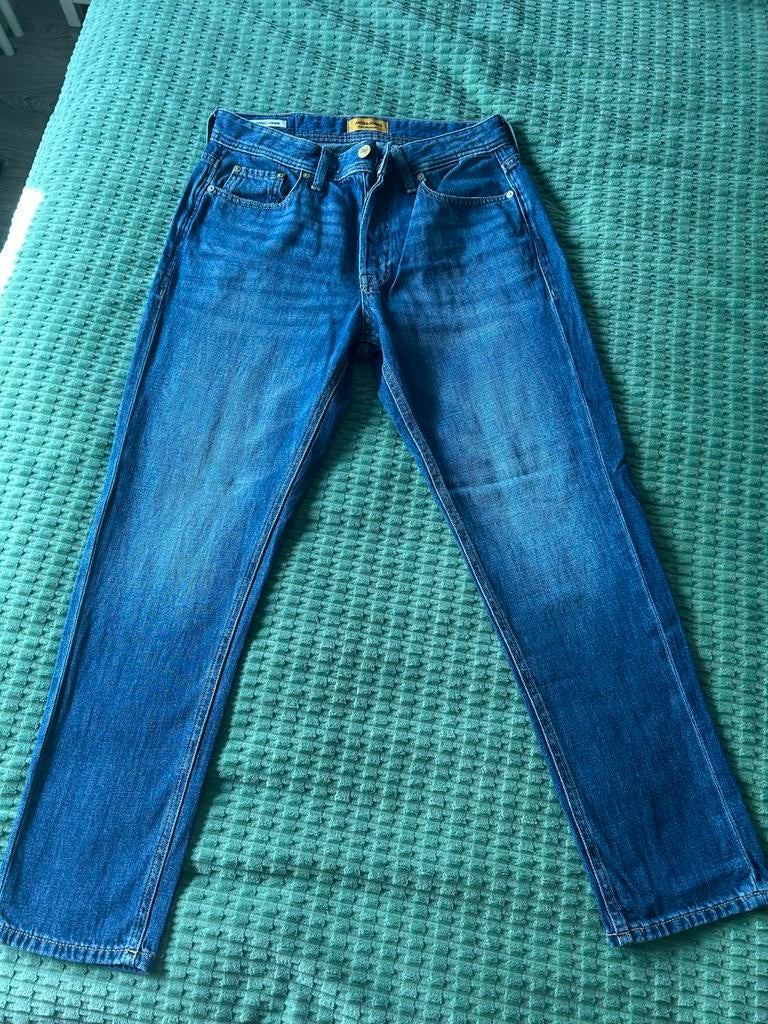 Jack & Jones Cropped Frank jeans 28/32, Kleding | Heren, Spijkerbroeken en Jeans, Ophalen of Verzenden, Zo goed als nieuw, Blauw