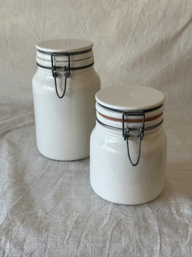 Set van 2 Vintage Keramieken Weckpotten / Voorraadpotten, Antiek en Kunst, Antiek | Keukenbenodigdheden, Ophalen of Verzenden