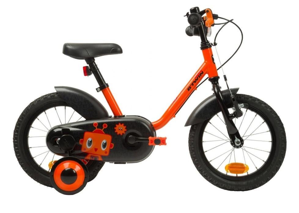 B'Twin kinderfiets oranje zonder zijwieltjes, Ophalen of Verzenden, Gebruikt, 16 tot 20 inch, B'Twin