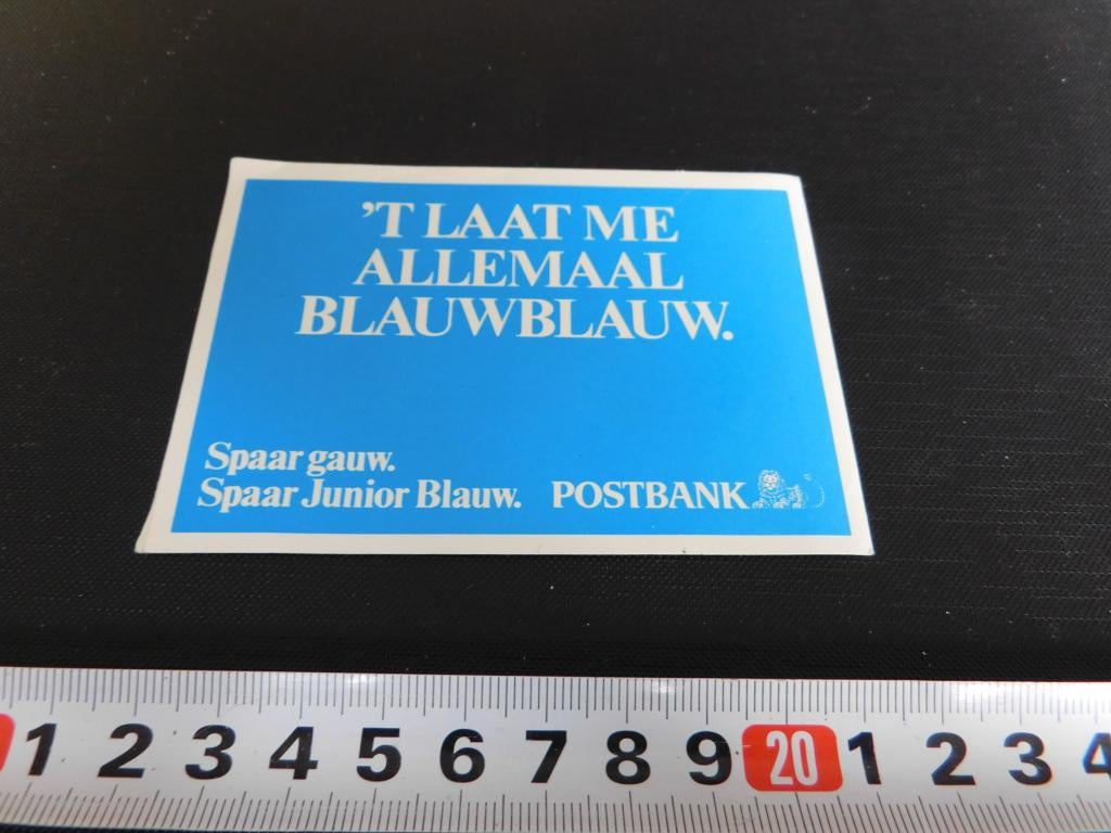 sticker postbank 't laat me allemaal blauwblauw, Ophalen, Zo goed als nieuw