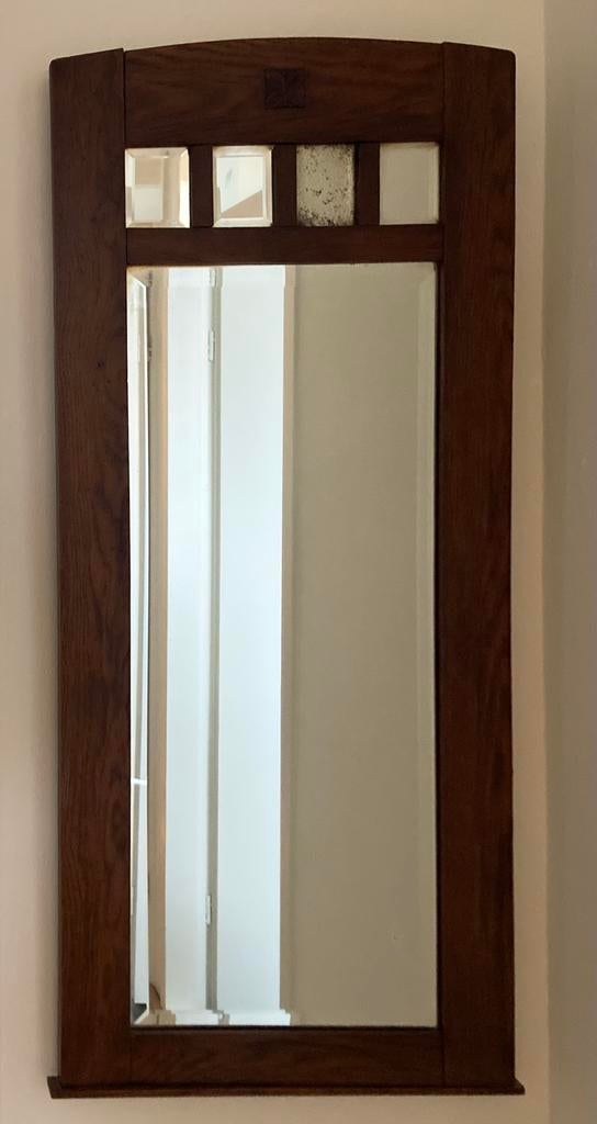 Antieke houten spiegel, Antiek en Kunst, Ophalen, Rechthoekig, Minder dan 50 cm, 100 tot 150 cm