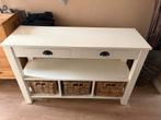 Witte sidetable met lades en rieten manden, Ophalen, Gebruikt, 100 tot 150 cm, Overige houtsoorten