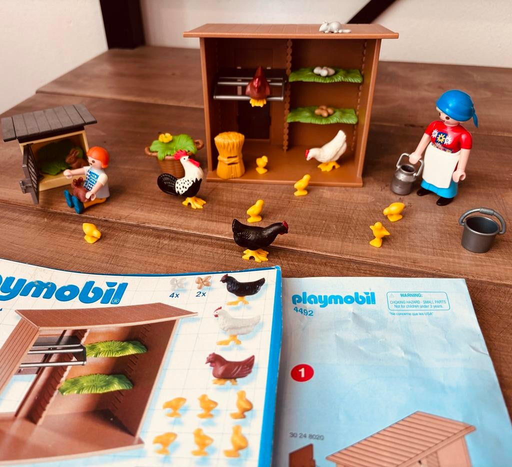 Playmobil 4492 kippenhok met boerin en kippen en extra!!, Kinderen en Baby's, Speelgoed | Overig, Zo goed als nieuw, Jongen of Meisje