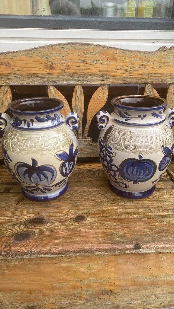 2 rumtopf potten zonder deksel samen voor 12,50, Ophalen