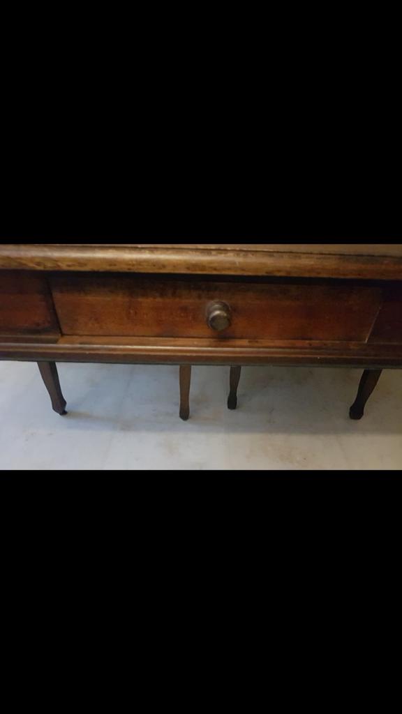  Koloniaal teakhouten eettafel met lade, Huis en Inrichting, Tafels | Eettafels, Zo goed als nieuw, 50 tot 100 cm, 100 tot 150 cm