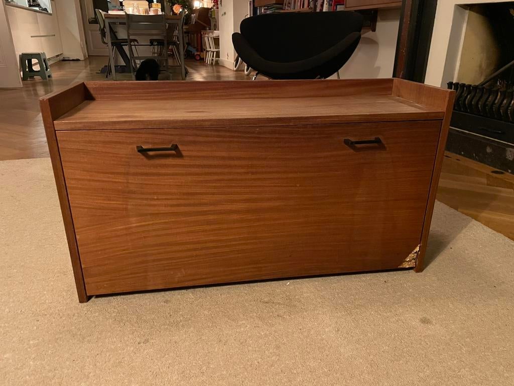 Simpla Lux wandkastje kapot/opknapper, Ophalen, Gebruikt, Teakhout, Minder dan 150 cm