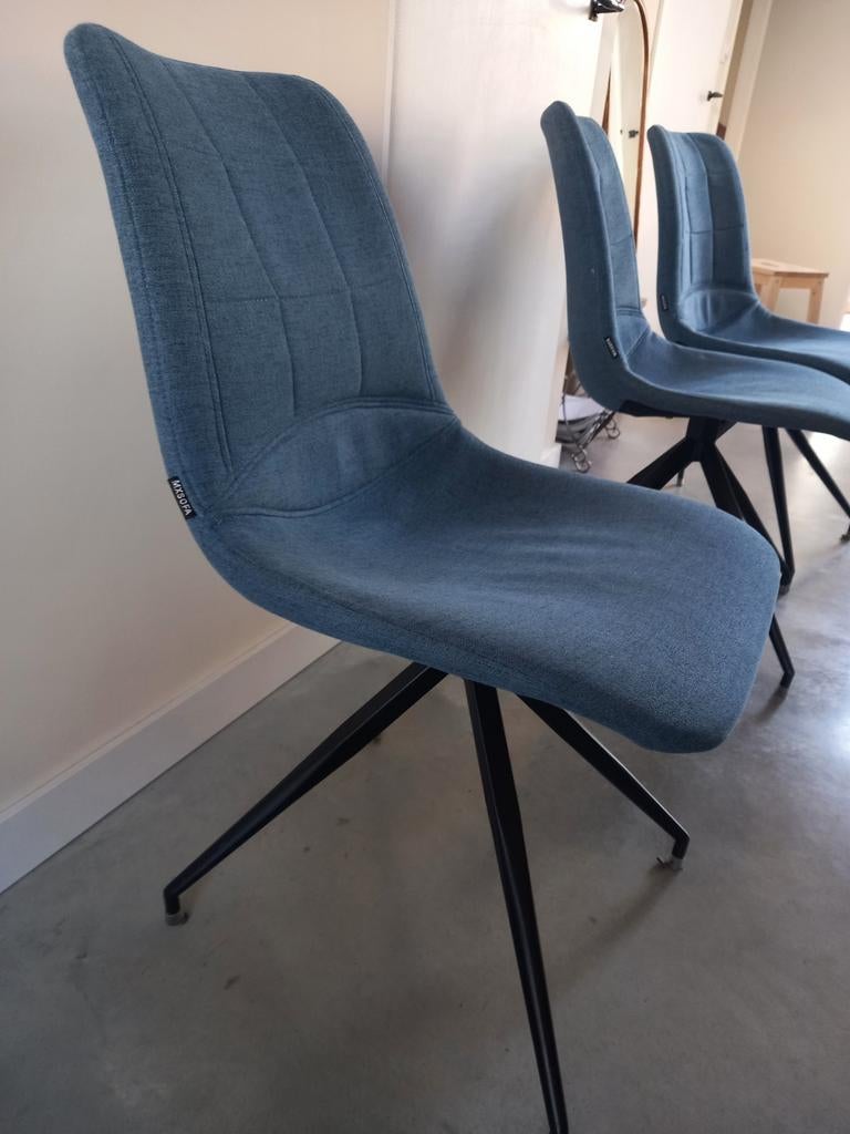 4 blauwe eetkamerstoelen, Ophalen, Blauw