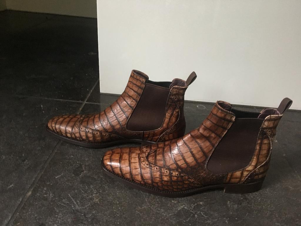 Gianfranco chelsea boots croco 41, Bruin, Boots, Ophalen of Verzenden, Zo goed als nieuw