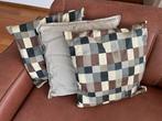 3 sierkussens 45x45cm - Geruit en Effen, Ophalen, Zo goed als nieuw, Bruin, Vierkant