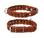 WAUDOG Gevlochten Halsband Leder Bruin Nek 42-54 cm KOOPJE!, Ophalen of Verzenden, Handgemaakt, Nieuw
