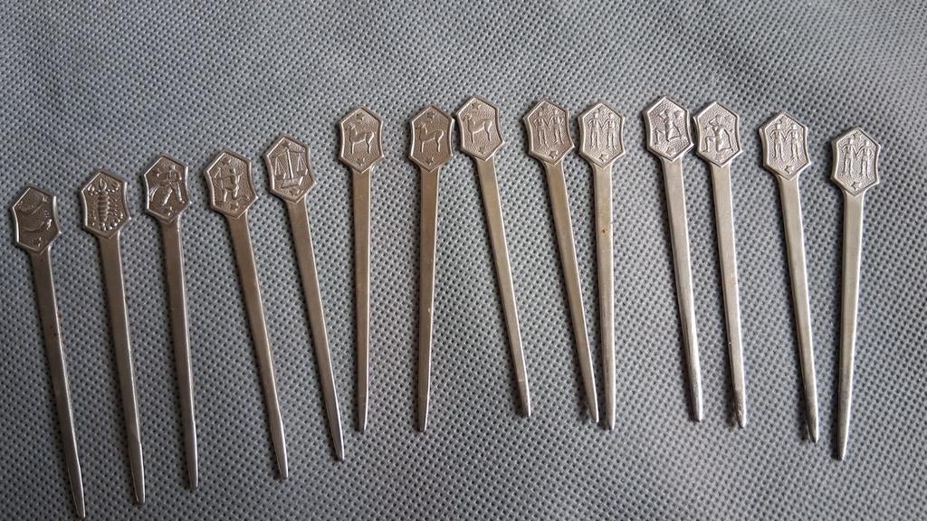 14 sterrebeeld cocktail prikkers Nieuwstad zilver, Ophalen of Verzenden, Zilver