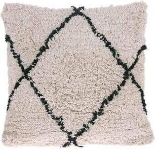 HKliving Kussen Katoen Beige Zwart, Huis en Inrichting, Woonaccessoires | Kussens, Ophalen of Verzenden, Zo goed als nieuw, Vierkant