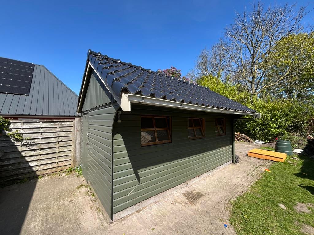 Complete houten SCHUUR, Ophalen, 200 tot 400 cm, 3 ramen of meer, 250 tot 500 cm