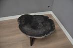 Salontafel van Zwart Versteend Hout 70 – 89 cm, Minder dan 55 cm, Rond, Nieuw, Ophalen of Verzenden