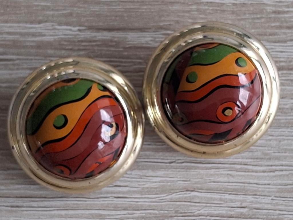 Vintage chic kleurige oor clips 2,7 cm, Sieraden, Tassen en Uiterlijk, Oorbellen, Ophalen of Verzenden, Overige materialen