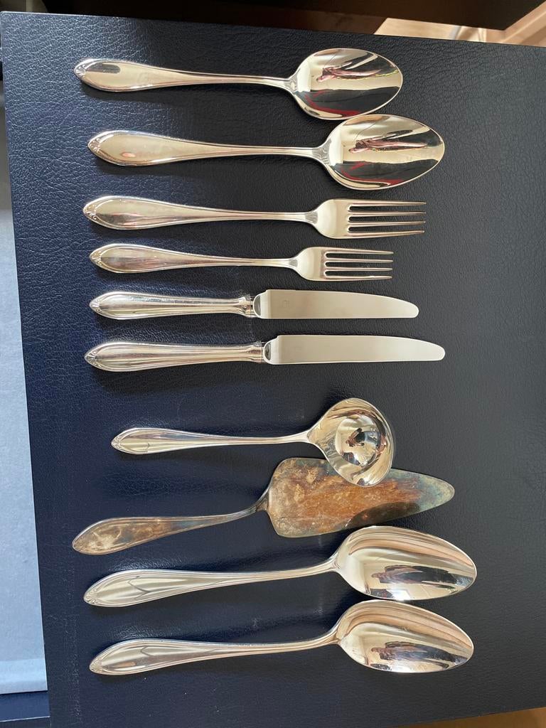 Verzilverd bestek Christofle Versailles 6 personen, Ophalen of Verzenden, Zilver