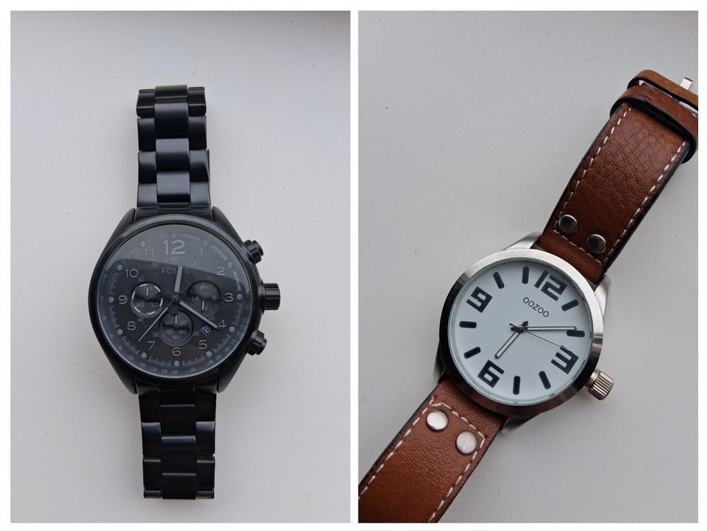 Fossil & Oozoo heren horloges, Sieraden, Tassen en Uiterlijk, Horloges | Dames, Overige merken, Leer, Staal, Polshorloge