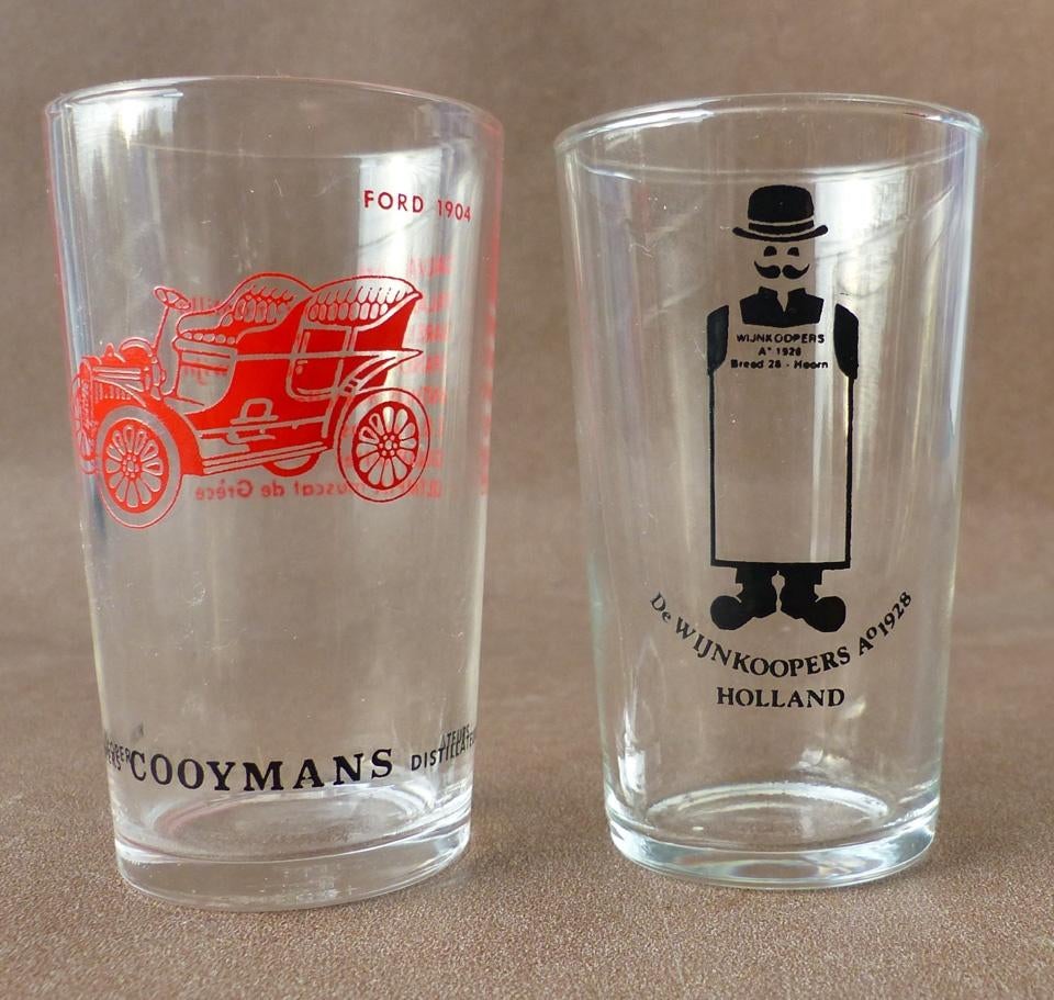 Vintage glaasjes Wijnkoopers Hoorn wijnkopers Cooymans, Glas of Glazen, Gebruikt, Ophalen of Verzenden, Glas
