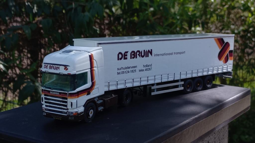 Scania 124 Topline de Bruin, Hobby en Vrije tijd, Modelauto's | 1:50, Ophalen of Verzenden, Gebruikt, Bus of Vrachtwagen, Tekno