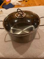 Soeppan ds 25 hoog 10 cm glazen deksel merk Berndes RVS, Ophalen of Verzenden, Zo goed als nieuw, Glas, Pot, Bus of Blik