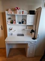 Wit bureau met opbouw en opbergruimte, Ophalen, Gebruikt, Bureau