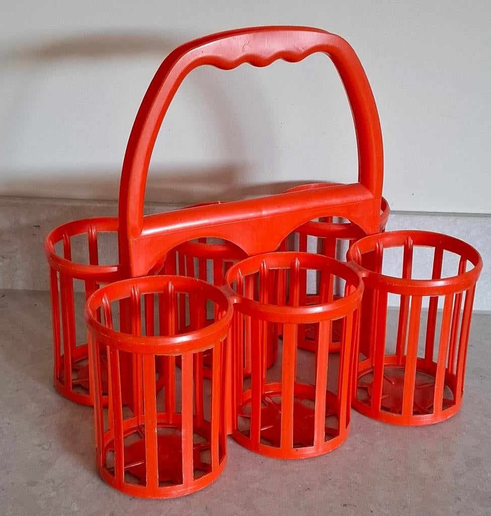 Vintage Curver Flessenrek Oranje - 6 Flessen, Ophalen of Verzenden