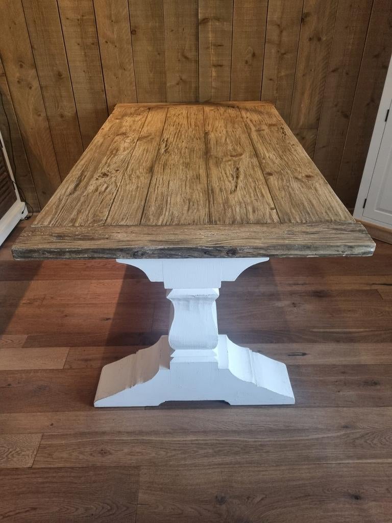 Landelijke Brocante Kloostertafel eettafel Amanda € 499.-, 200 cm of meer, Zo goed als nieuw, Rechthoekig, 50 tot 100 cm