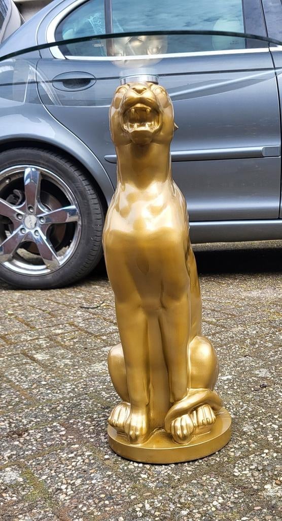 Bijzettafel met gouden panter, Ophalen, 50 tot 100 cm, Rond, 50 tot 100 cm